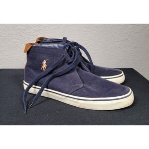 Polo Ralph Lauren Talin High Top Blue Corduroy Sneakers Shoes Size 11D Mens